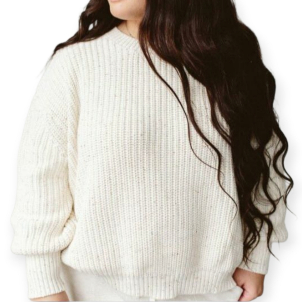 Goumi 100% Organic Cotton Cream Knit Sweater Sz.L/XL EUC